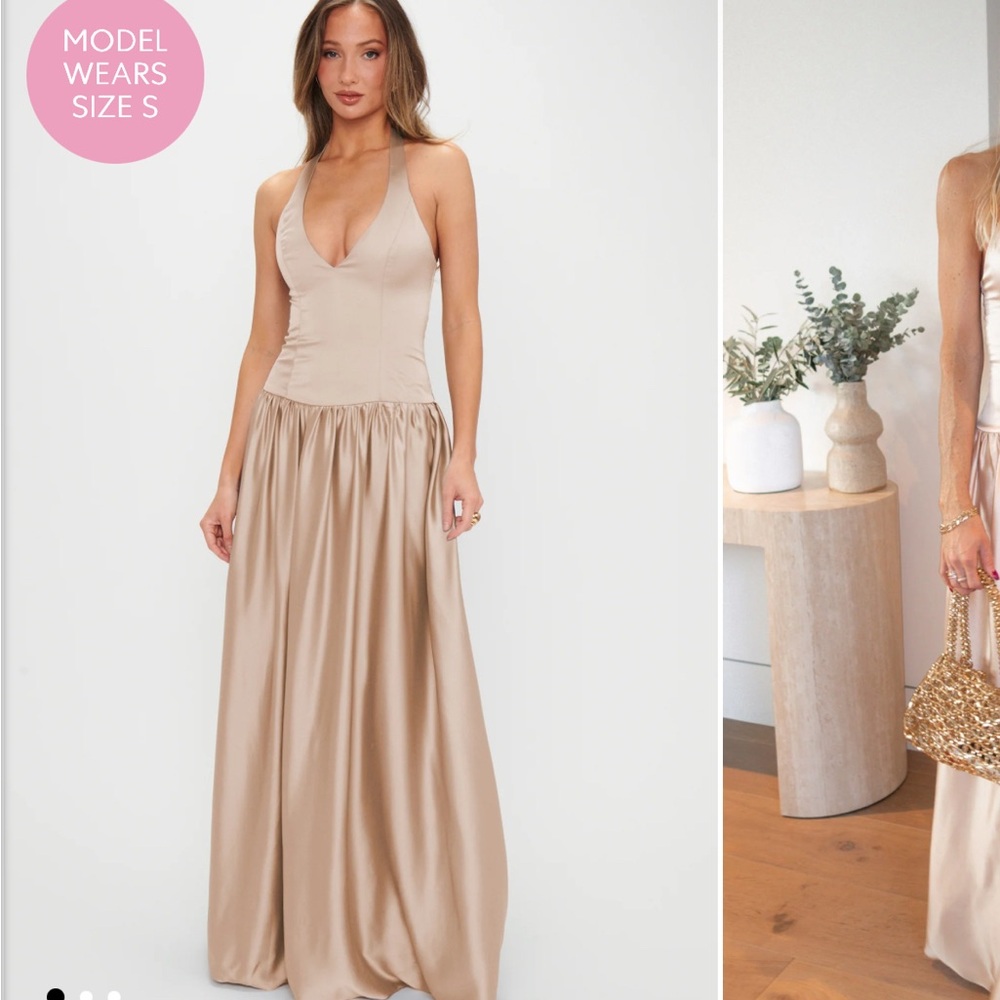 Show Me Your MuMu Champagne Luxe Satin Dress